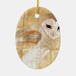 Barn Owl Ceramic Tree Decoration