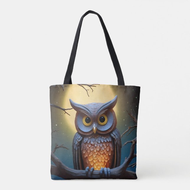 Barn Owl Colorful Tote Bag (Back)