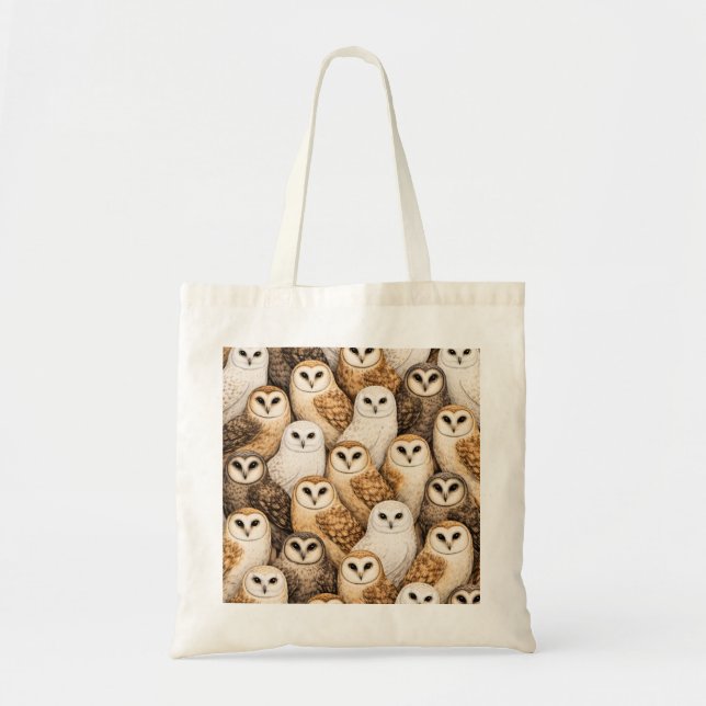 Barn Owl Flock Pattern Woodland Bird Tote Bag (Front)