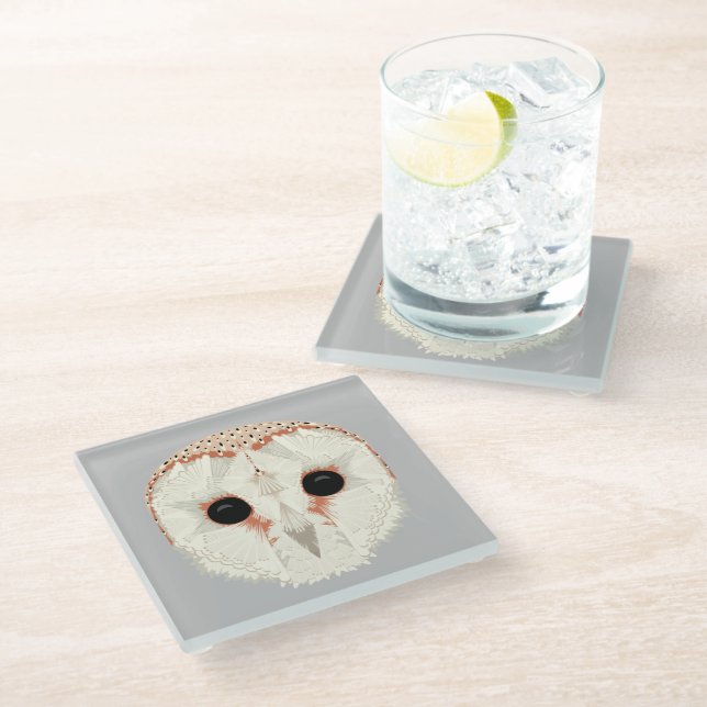 Barn Owl Glass Coaster (Angled)