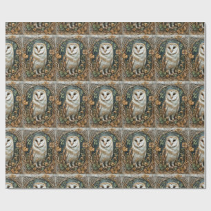 Barn Owl iCeltic Forest Frame Pagan Nature Spirit  Wrapping Paper