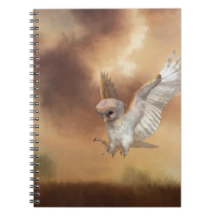 Barn Owl in Flight Digital Painting Spiral Notebook
