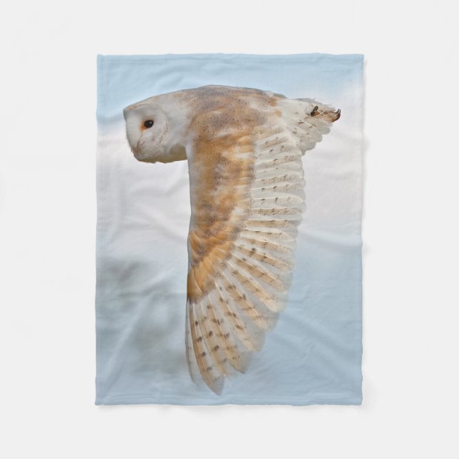 Barn Owl in Flight Fleece Blanket (Front)