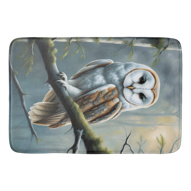 Barn Owl in the Forest Bath Mat (Front)
