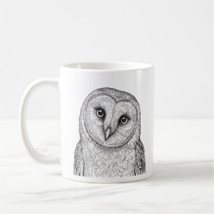 Barn Owl Mugs White Black Art Coffee