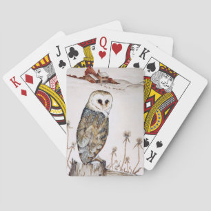 Barn Owl on the hunt Playing Cards