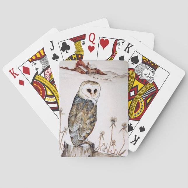 Barn Owl on the hunt Playing Cards (Back)