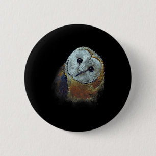 Barn Owl Painting Owl Art 6 Cm Round Badge