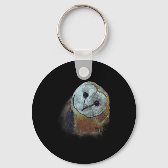 Barn Owl Painting Owl Art  Key Ring (Front)