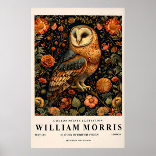 Barn owl painting, William Morris poster, Botanica Poster