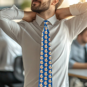 Barn Owl Pink Flowers Blue Tie