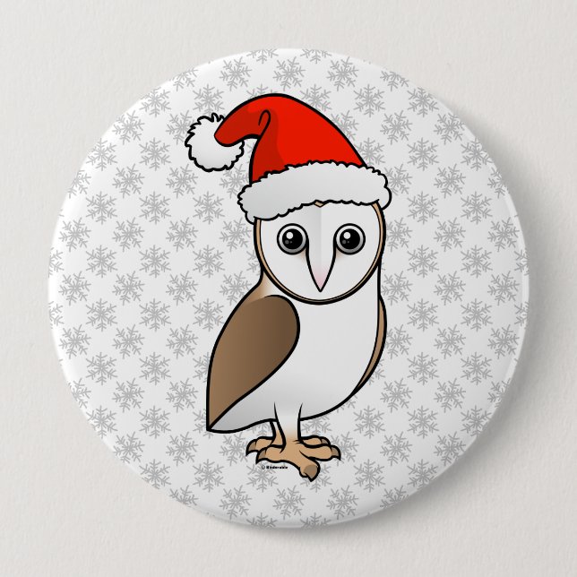 Barn Owl Santa 10 Cm Round Badge (Front)