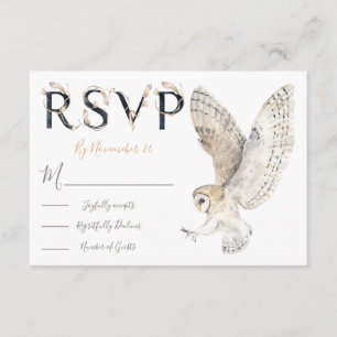Barn owl watercolor Wedding response cards RSVP