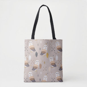 Barn Owls Arrows and Feathers Tote Bag