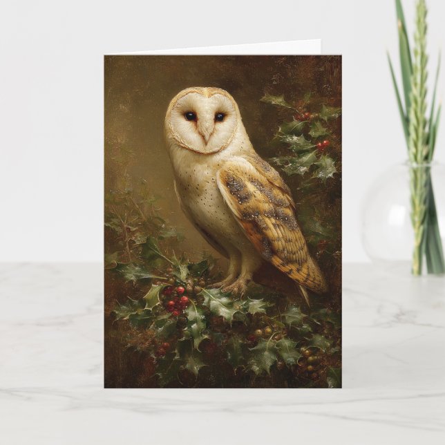 Barn Own Christmas Holiday Card (Front)