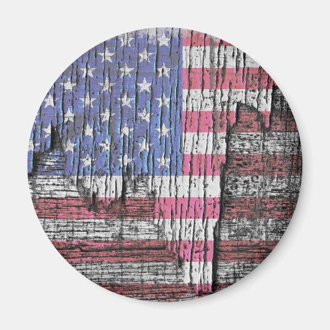 Barn Peeling Painted Patriotic American Flag Magnet (Front)