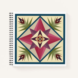 Barn Quilt Block Notebook in Pinks and Purples