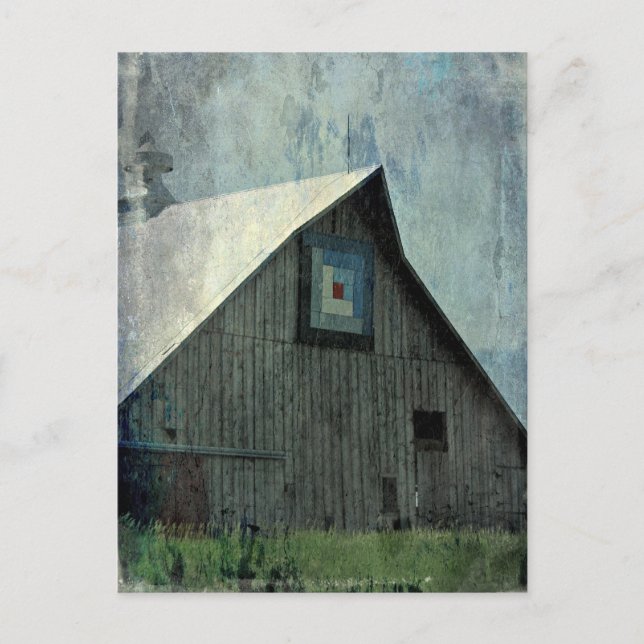 Barn Quilt Grunge Postcard (Front)