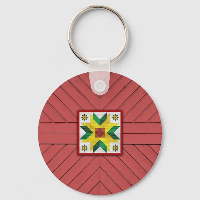 Barn Quilt Star 8 Key Ring (Front)