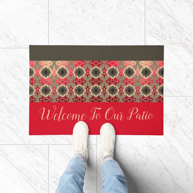 Barn Red Burgundy and Coral Doormat (Indoor)