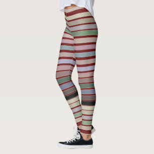 Barn Red Leggings With Bold Stripe