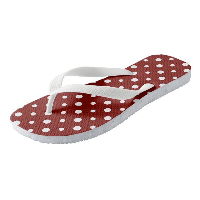 Barn Red With White Dots Jandals (Angled)
