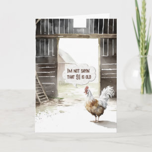 Barn Rooster 91st Birthday Humour Card