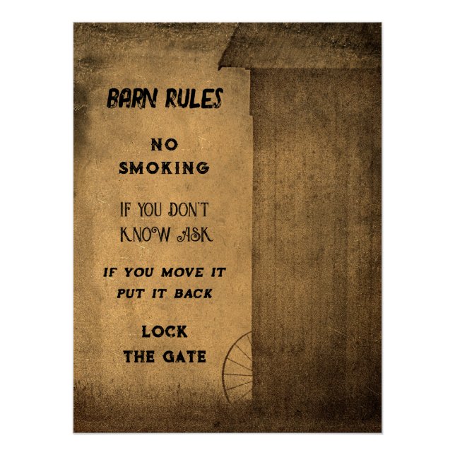 Barn Rules Rustic Country Vintage Texture Poster (Front)