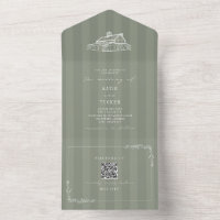 Barn Rustic Farm Wedding Sage Green Stripe QR