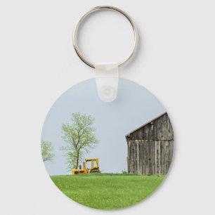 Barn Scene With Tractor Key Ring