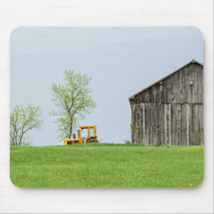 Barn Scene With Tractor Mouse Pad
