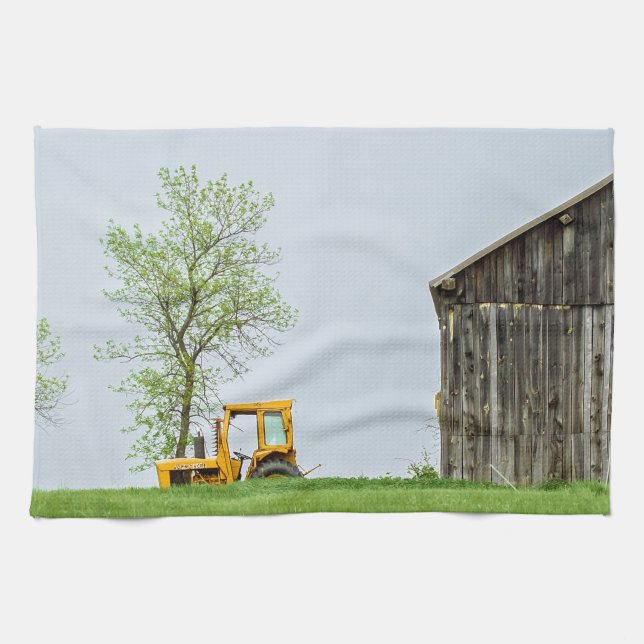 Barn Scene With Tractor Tea Towel (Horizontal)