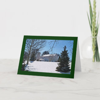 Barn, Silo & Evergreen in Snow Card