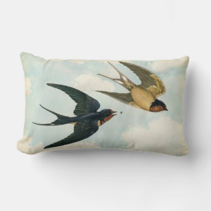 Barn Swallow Bird Eat a Bug Nature Flight Aged Lumbar Cushion