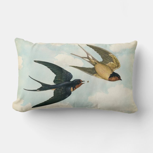 Barn Swallow Bird Eat a Bug Nature Flight Aged Lumbar Cushion (Front)