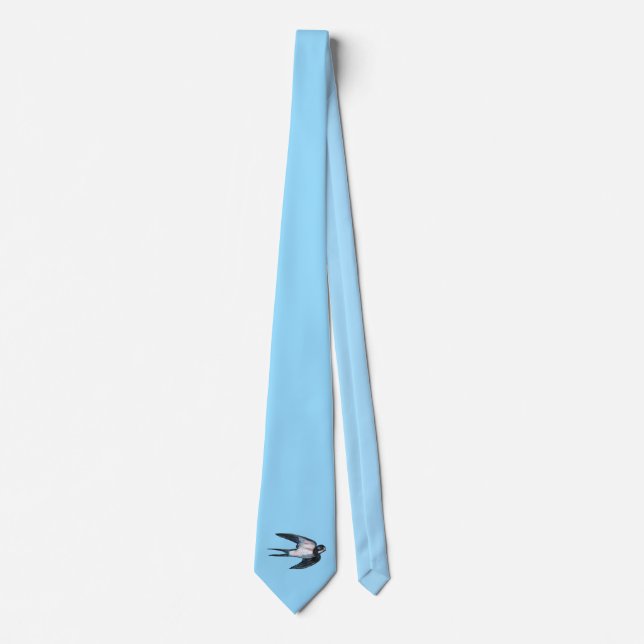 Barn Swallow Flying Illustration Sky Blue Tie (Front)