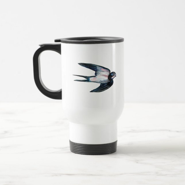 Barn Swallow Flying Illustration Travel Mug (Left)