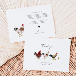Barn Theme Chicken Wedding Thank You Card