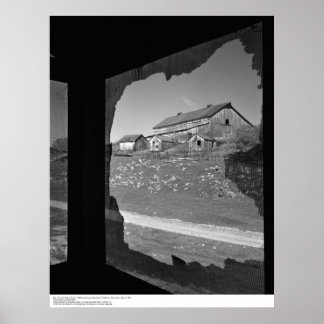 Barn through Broken Screen of Old Cookhouse Poster
