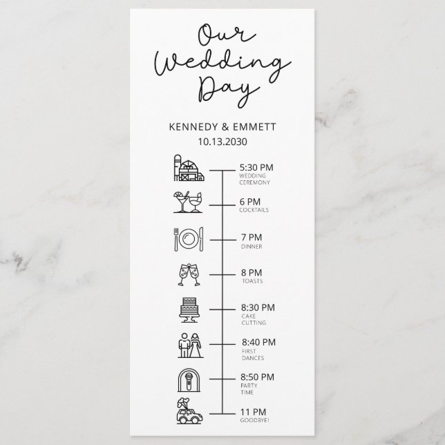 Barn Wedding Day Timeline Flat Program Programme (Front)