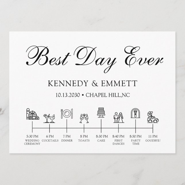Barn Wedding Day Timeline Program Programme (Front)