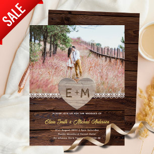 Barn Wedding   Rustic Wood Lace Photo Heart Budget