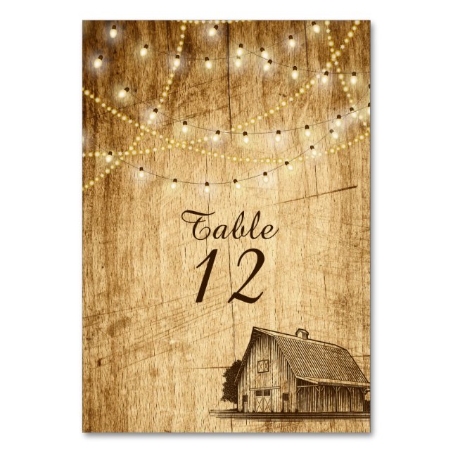Barn wedding table number for a Country Wedding (Back)