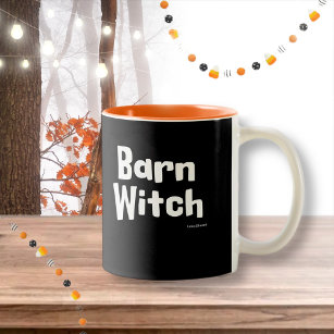 Barn, witch, funny, halloween, horse, mum, equestr Two-Tone coffee mug