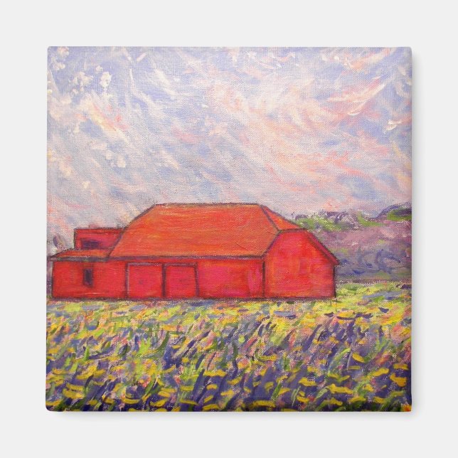 barn with irises magnet (Front)