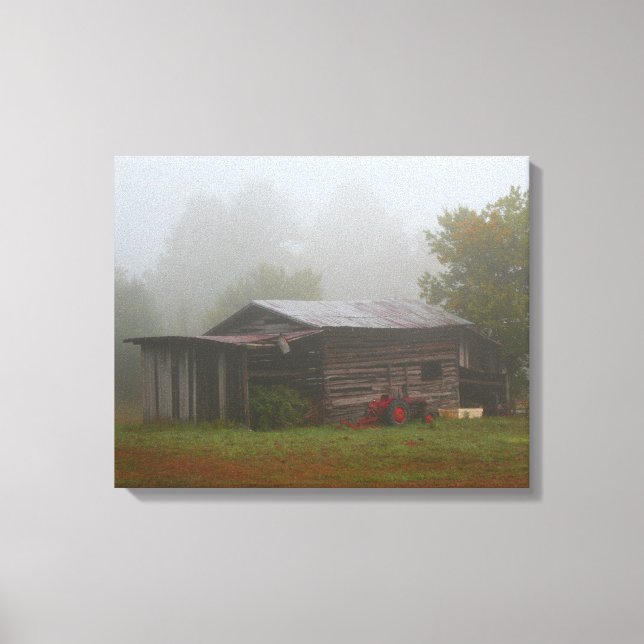 Barn with Red Tractor Canvas Print (Front)
