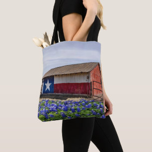 Barn With Texas Flag And Bluebonnets Tote BAg