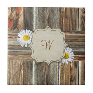 Barn Wood And Daisies Custom Tile
