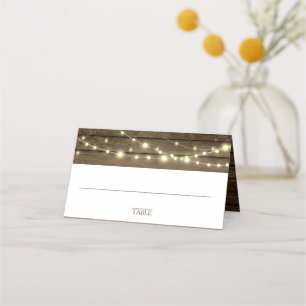 Barn Wood and String Lights Place Card