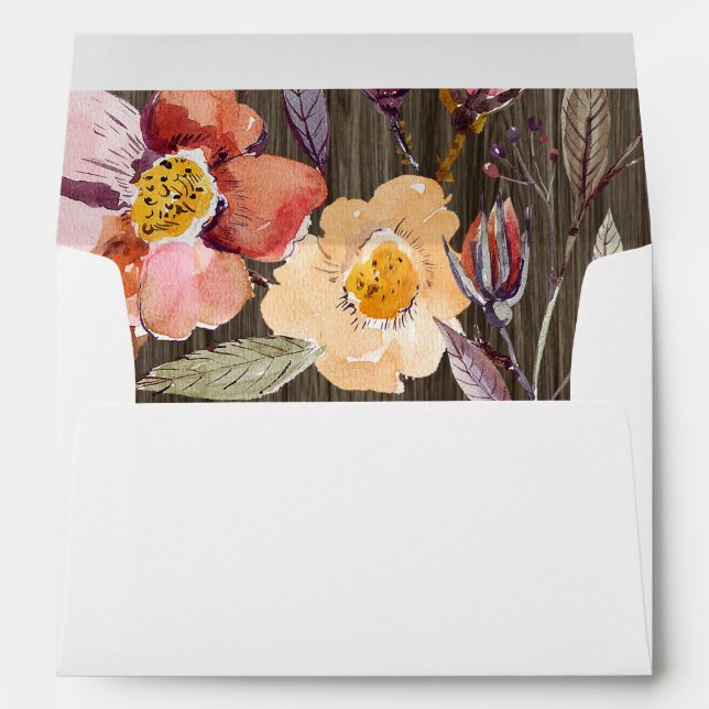Barn Wood Autumn Flowers Wedding  Envelope (Back (Bottom))